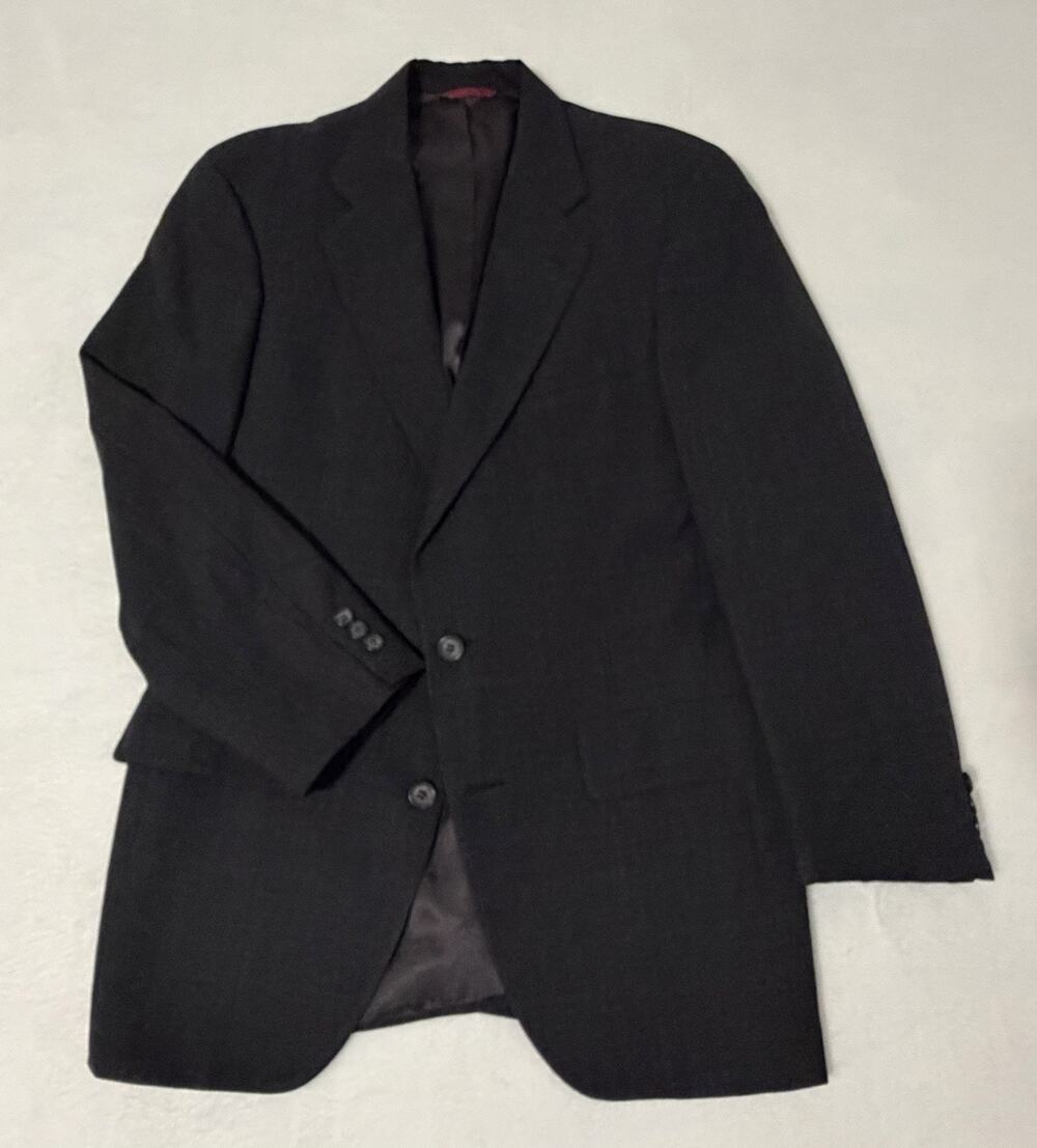 Jos A. Bank Executive Collection Sport Coat Blazer Mens 38R Dark Gray Plaid Wool